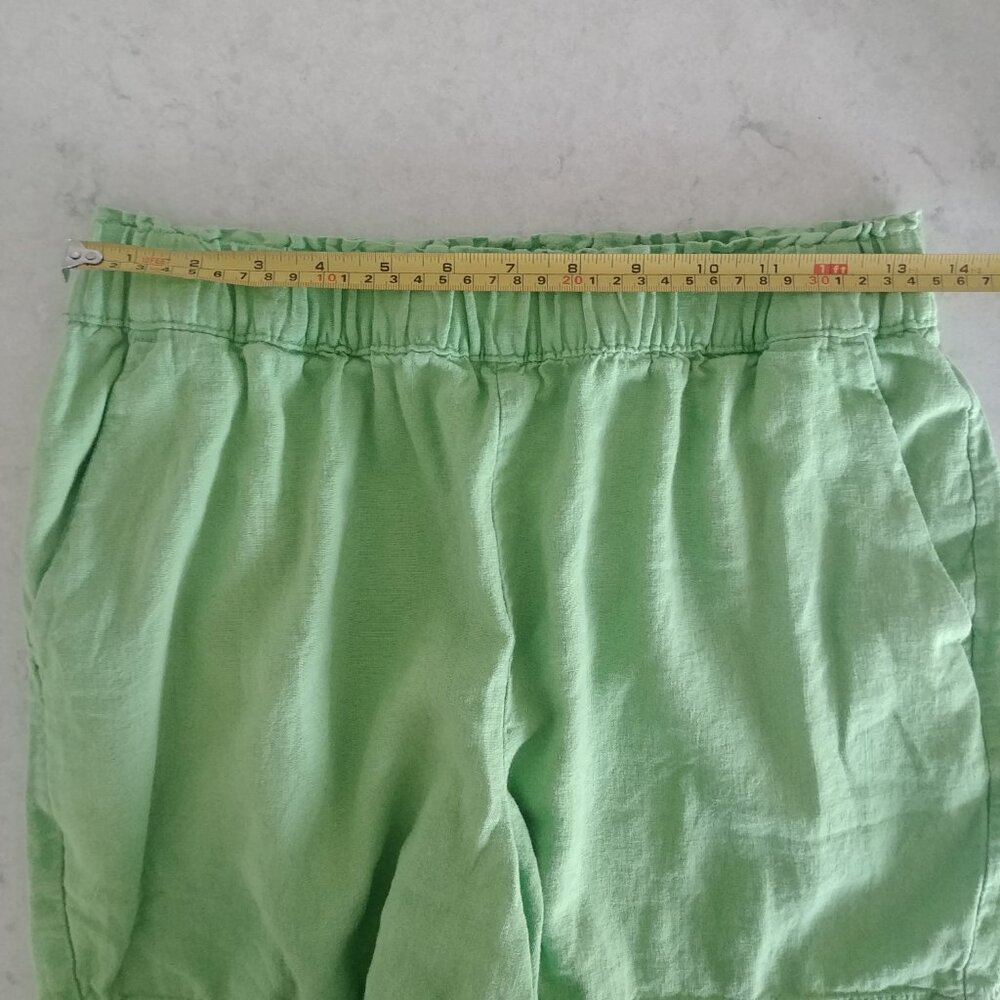 Bright apple green linen blend shorts elastic stretch waist size 8 - Picture 6 of 13